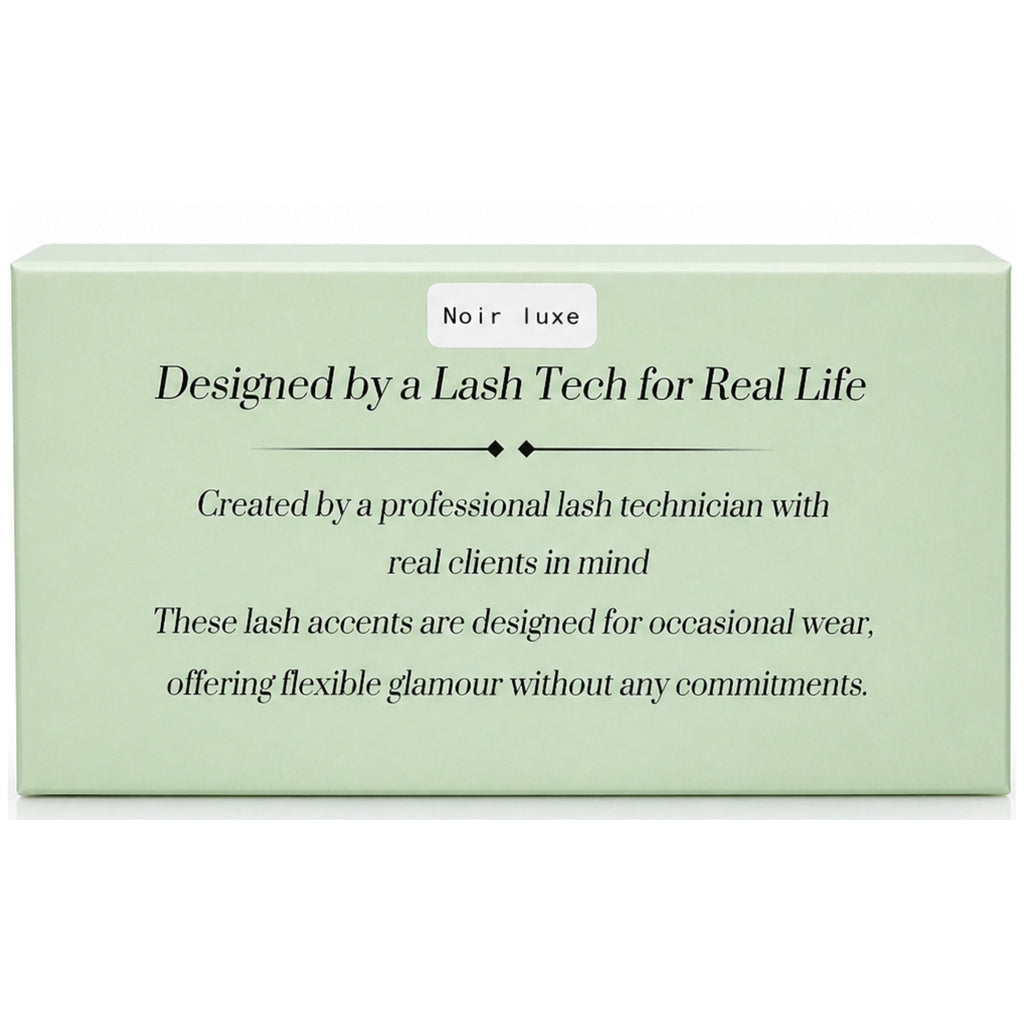 Green box with text about lash accents designed by a lash technician